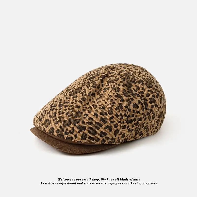 Women Leopard Print Forward Cap Autumn Winter - Image 2