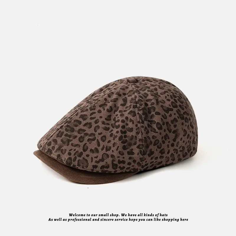 Women Leopard Print Forward Cap Autumn Winter - Image 3