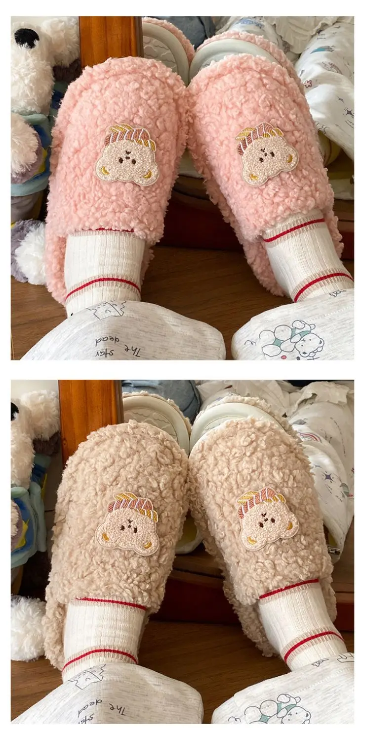 Winter Plush Cotton Cartoon Bear Slippers for Women — feature 10