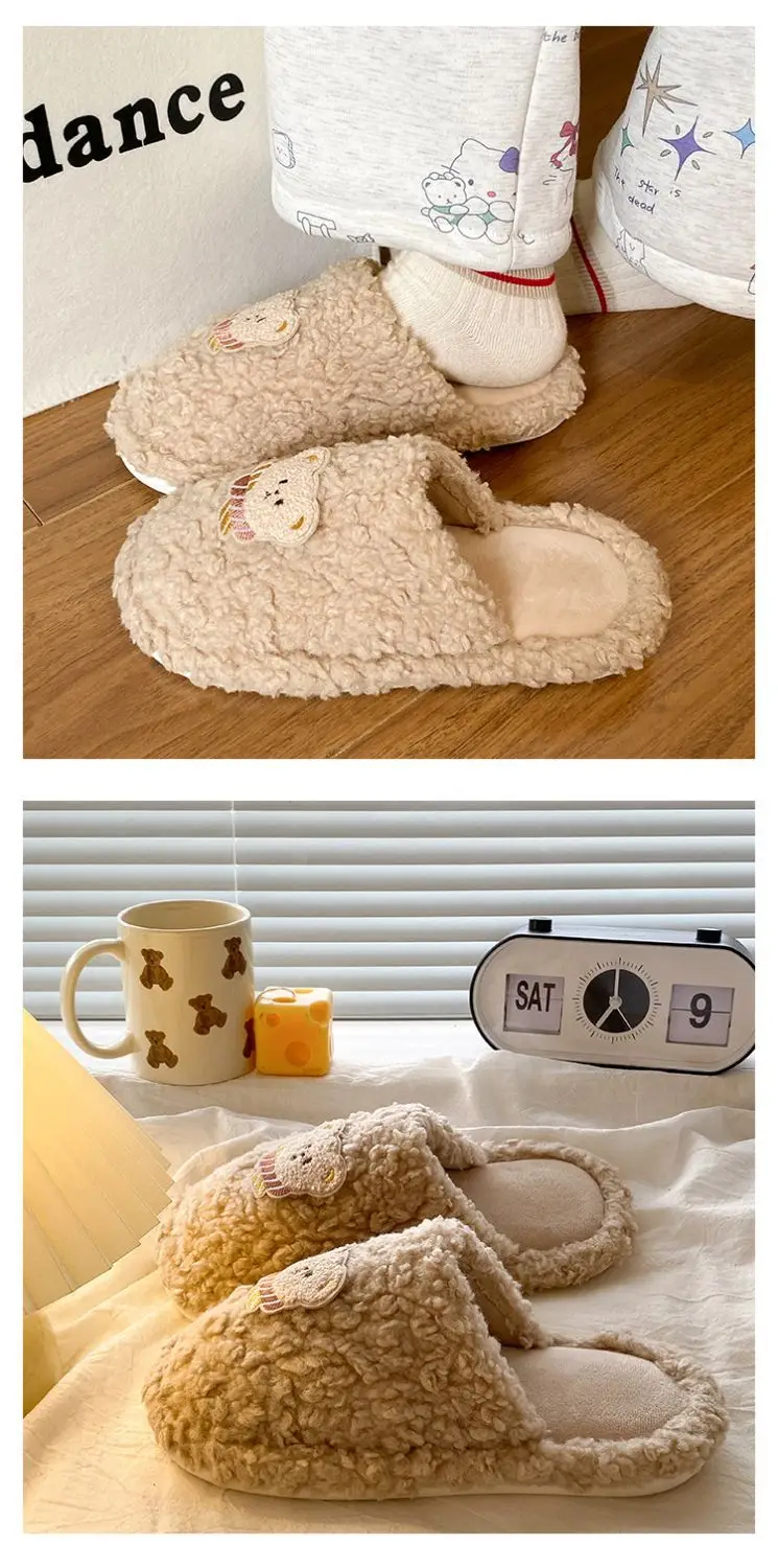 Winter Plush Cotton Cartoon Bear Slippers for Women — feature 14