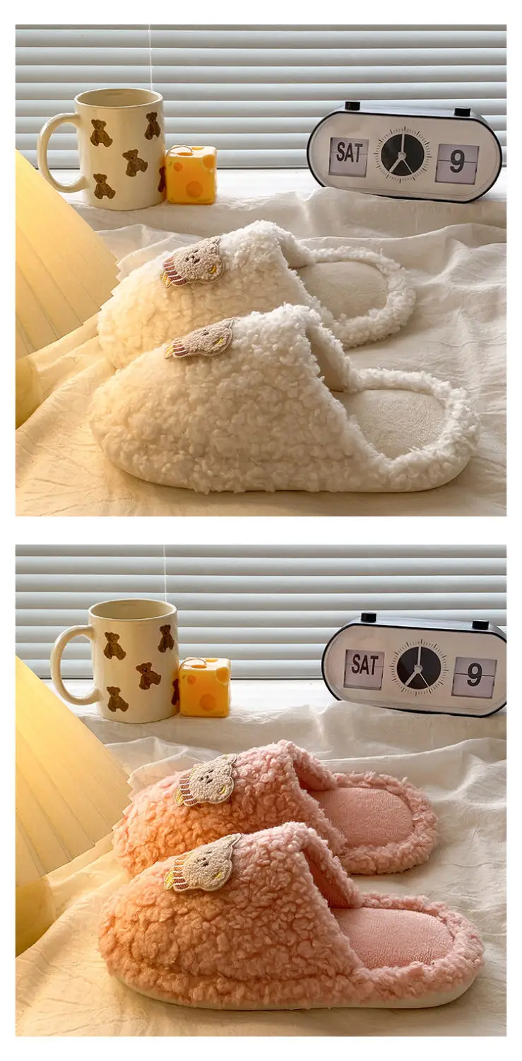Winter Plush Cotton Cartoon Bear Slippers for Women — feature 15