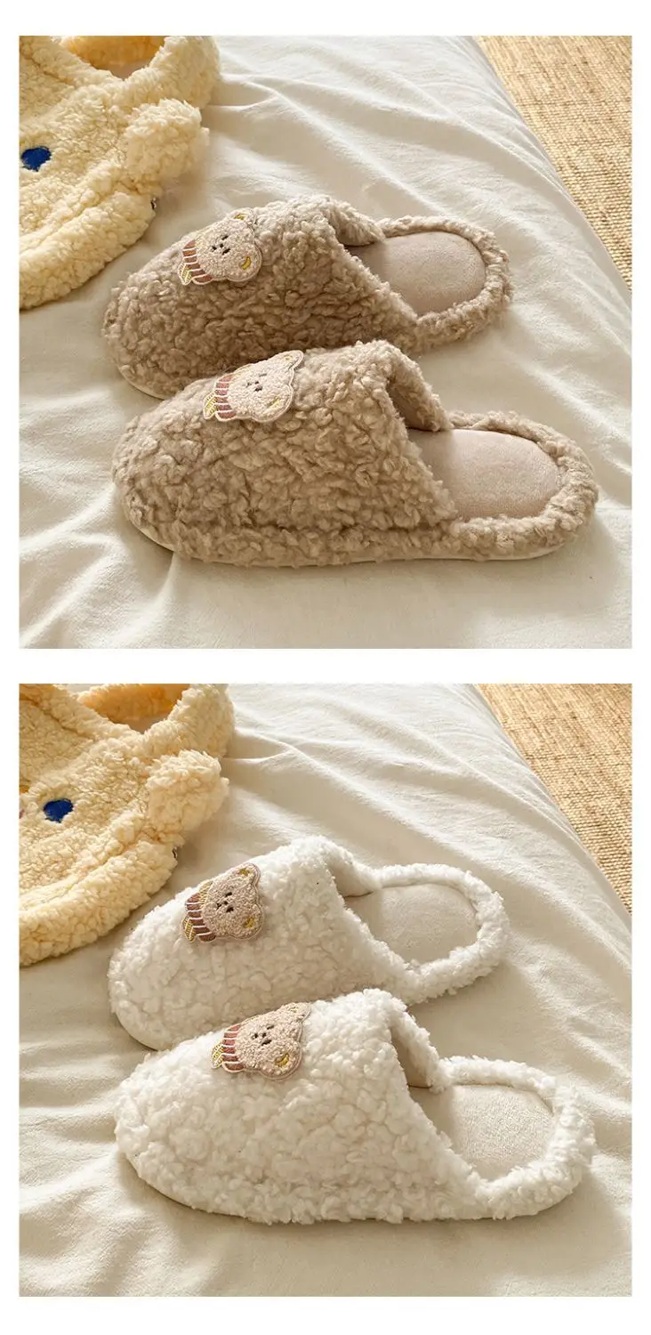 Winter Plush Cotton Cartoon Bear Slippers for Women — feature 18