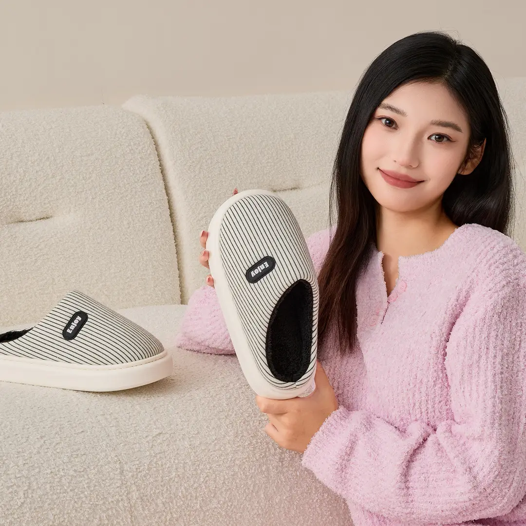 Cotton Slippers Winter Women's Indoor Home Warm 2025 New Home Fleece-Lined Couple Furry Slippers Winter Men's