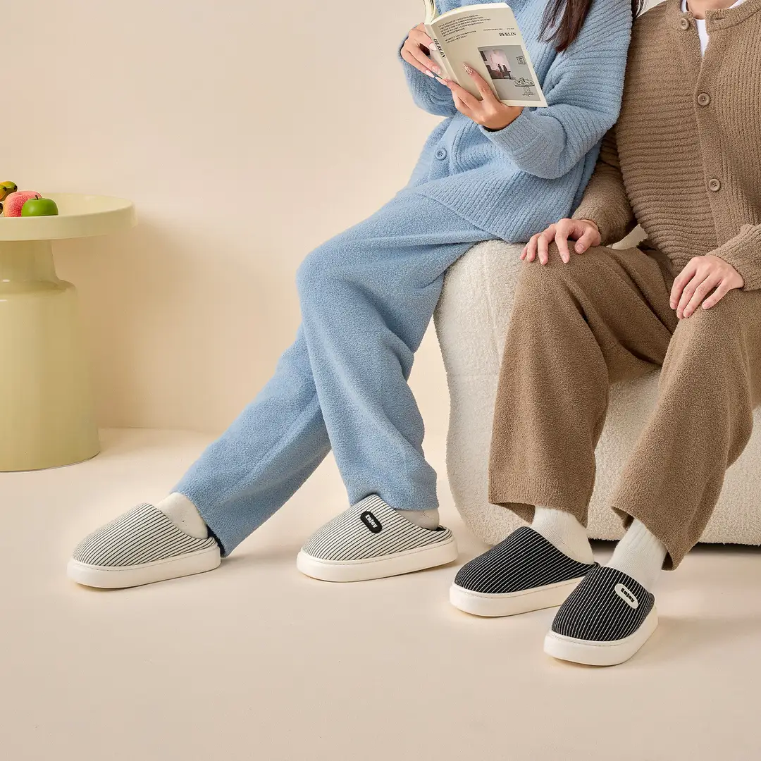 Cotton Slippers Winter Women's Indoor Home Warm 2025 New Home Fleece-Lined Couple Furry Slippers Winter Men's
