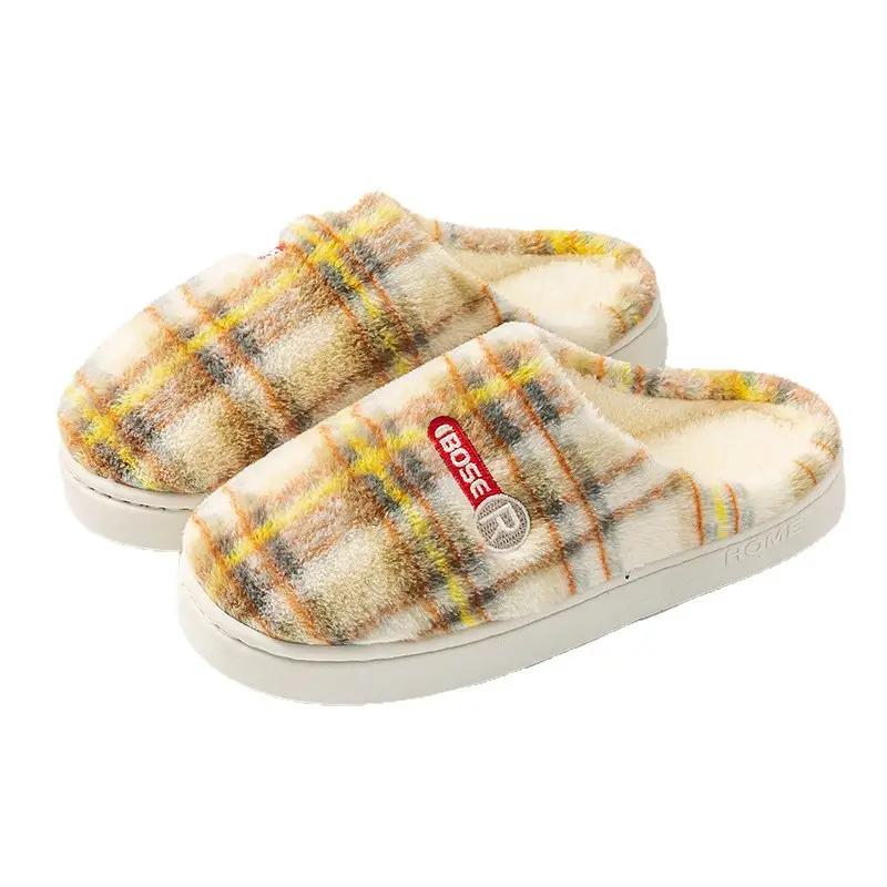 Women Plaid Cotton Slippers Winter Warm Indoor - Image 10