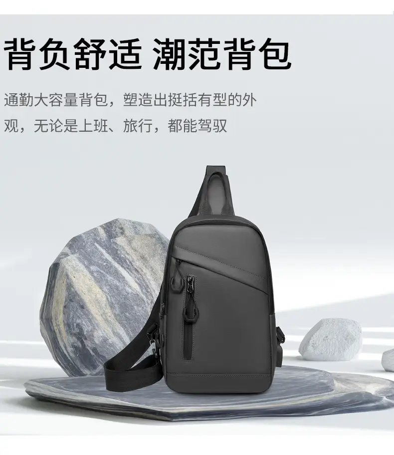 Men's Large Capacity Leather Film Crossbody Bag Black Blue — feature 18