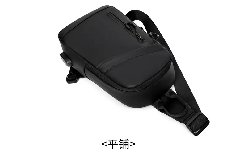 Men's Large Capacity Leather Film Crossbody Bag Black Blue — feature 25