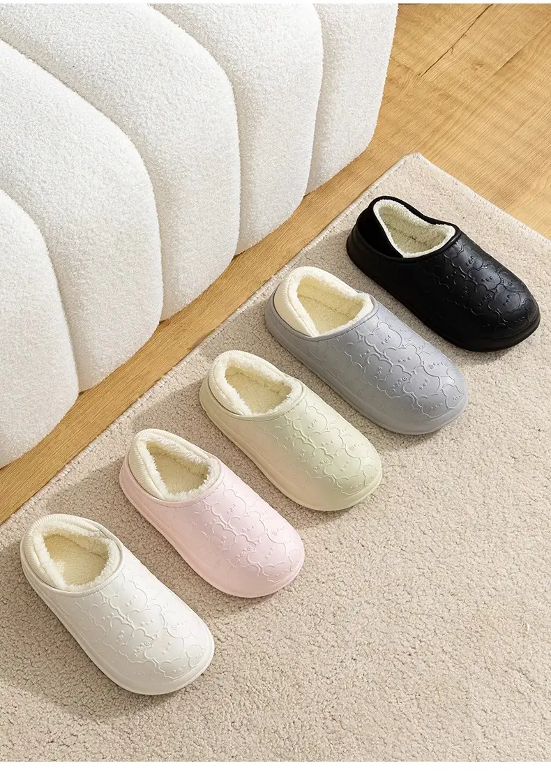 Men's Winter Cotton Slippers with Plush Lining, Warm Plush Couple Slippers, Women's Fashionable Cute Bear Foot Warmers Maternity Shoes — feature 4