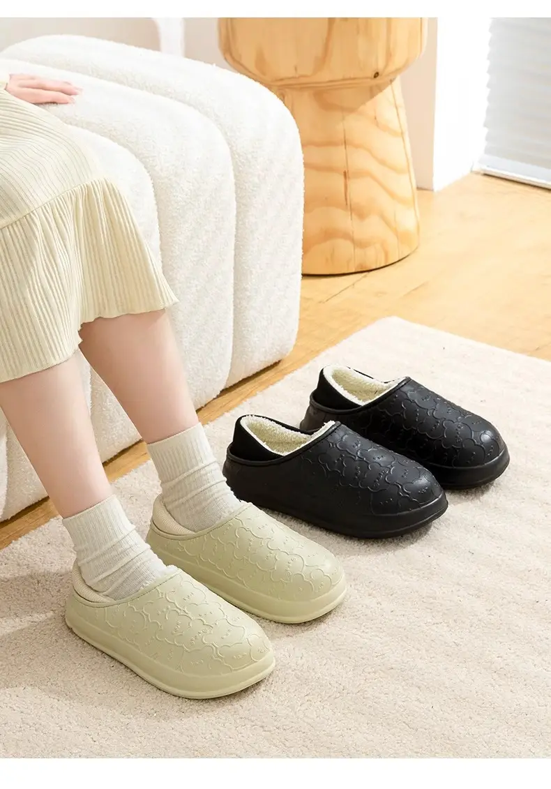 Men's Winter Cotton Slippers with Plush Lining, Warm Plush Couple Slippers, Women's Fashionable Cute Bear Foot Warmers Maternity Shoes — feature 6