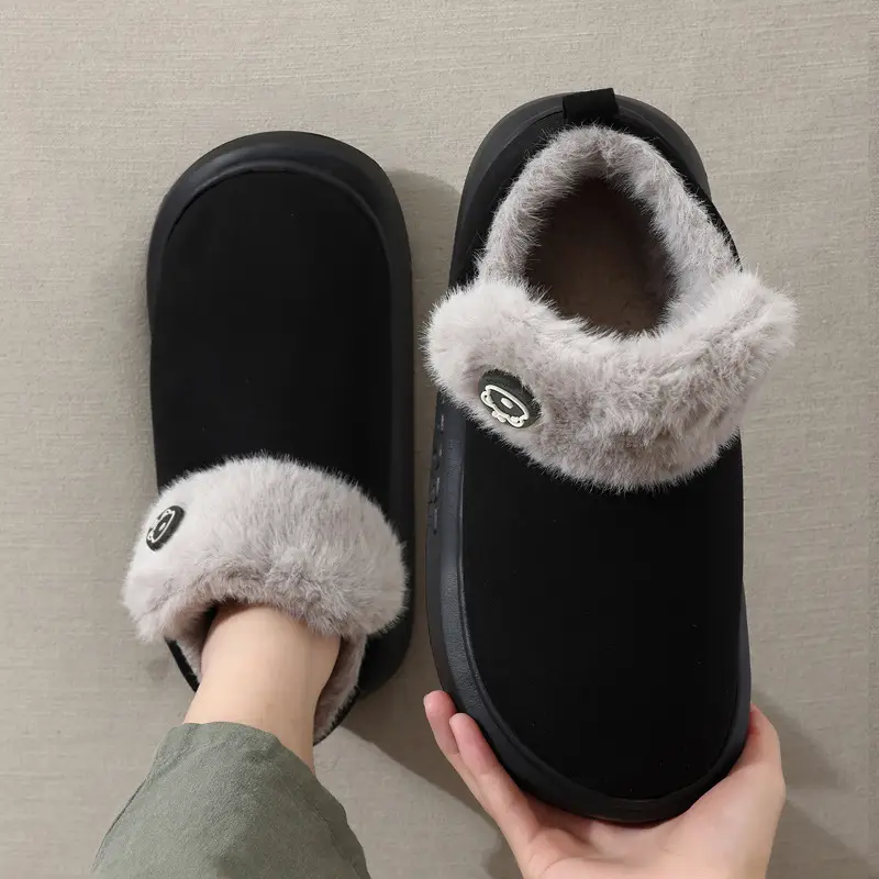 Women's Winter Cotton Slippers with Heel, Couple's Plush Warm Non-Slip Indoor and Outdoor Cotton Shoes for Men and Women - Image 9