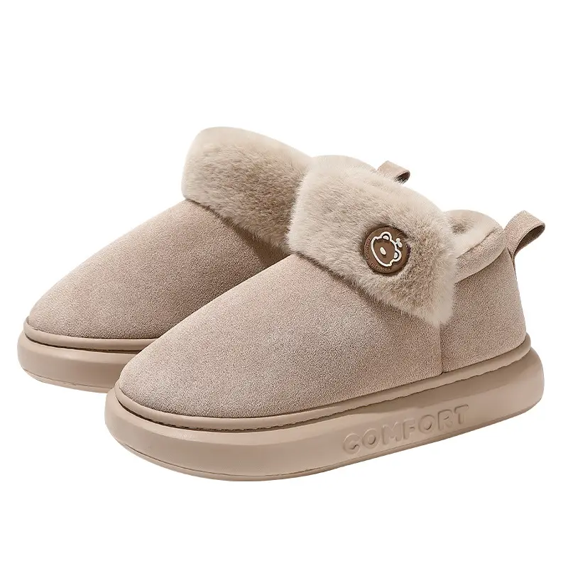 Women's Winter Cotton Slippers with Heel, Couple's Plush Warm Non-Slip Indoor and Outdoor Cotton Shoes for Men and Women - Image 12