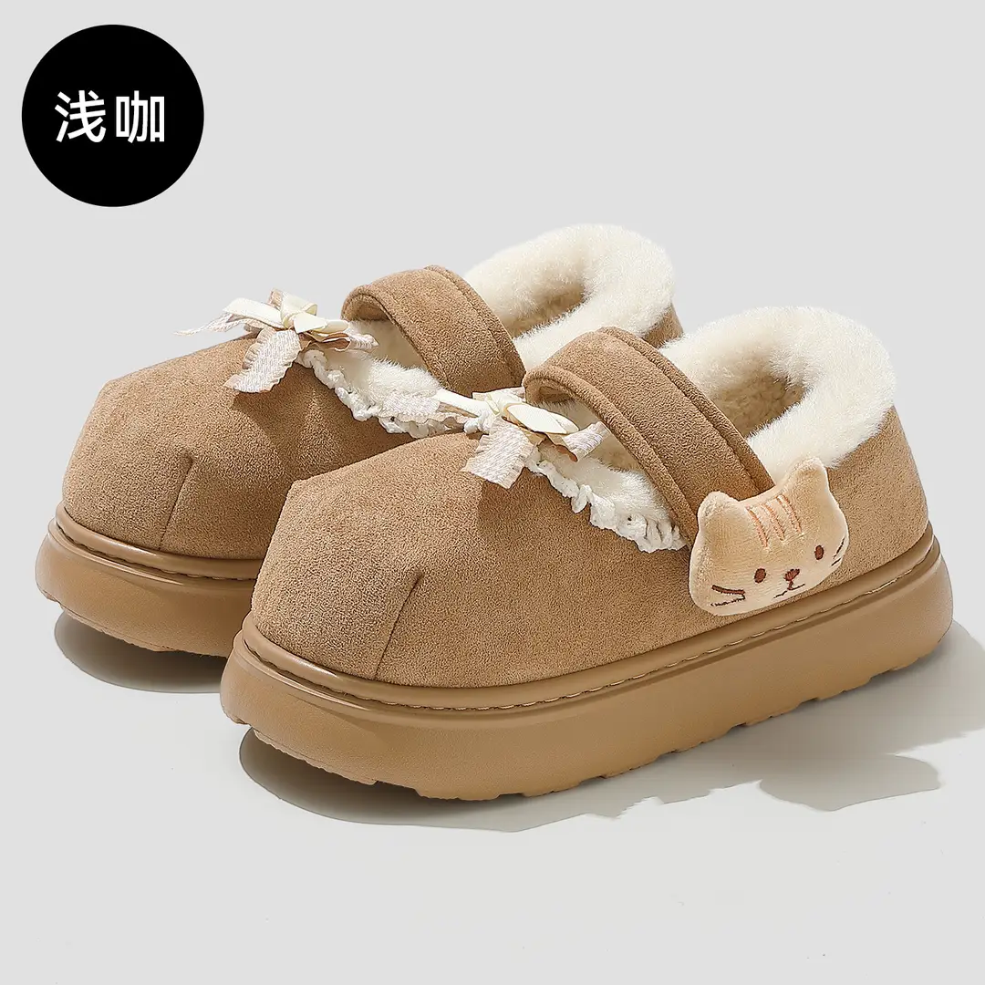 Women's Winter Cotton Slippers with Heel, Couple's Plush Warm Non-Slip Indoor and Outdoor Cotton Shoes for Men and Women - Image 5