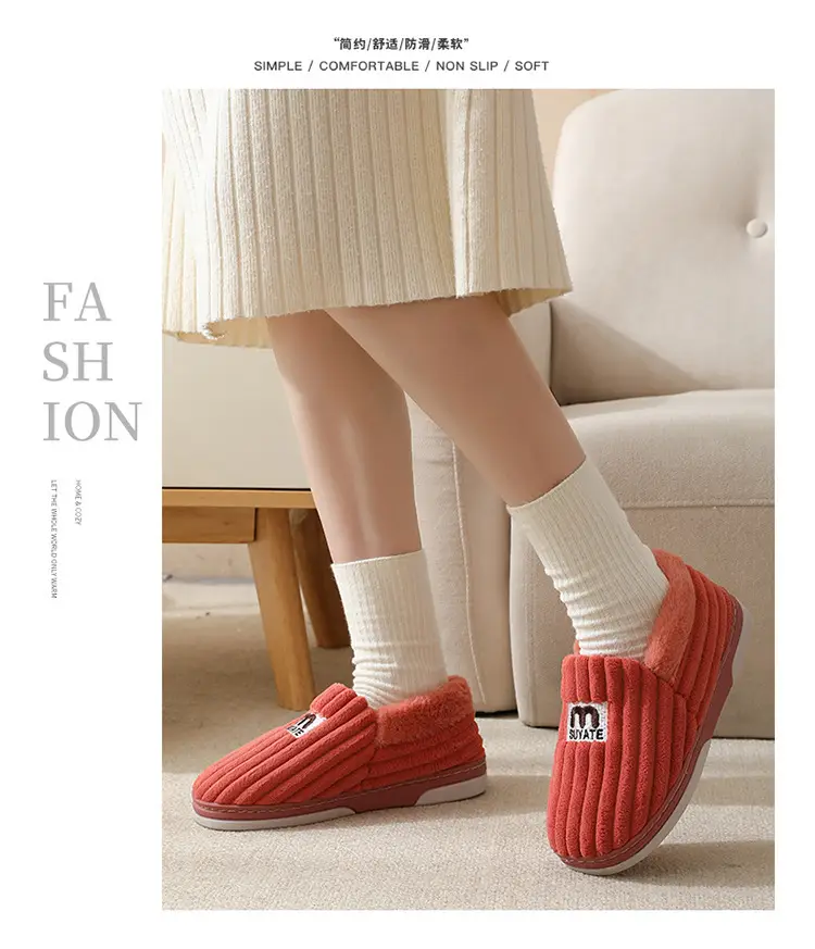 Autumn and Winter Cotton Slippers for Women New Winter Indoor Home Warm Anti-Slip Anti-Odor Furry Slippers for Men — feature 11