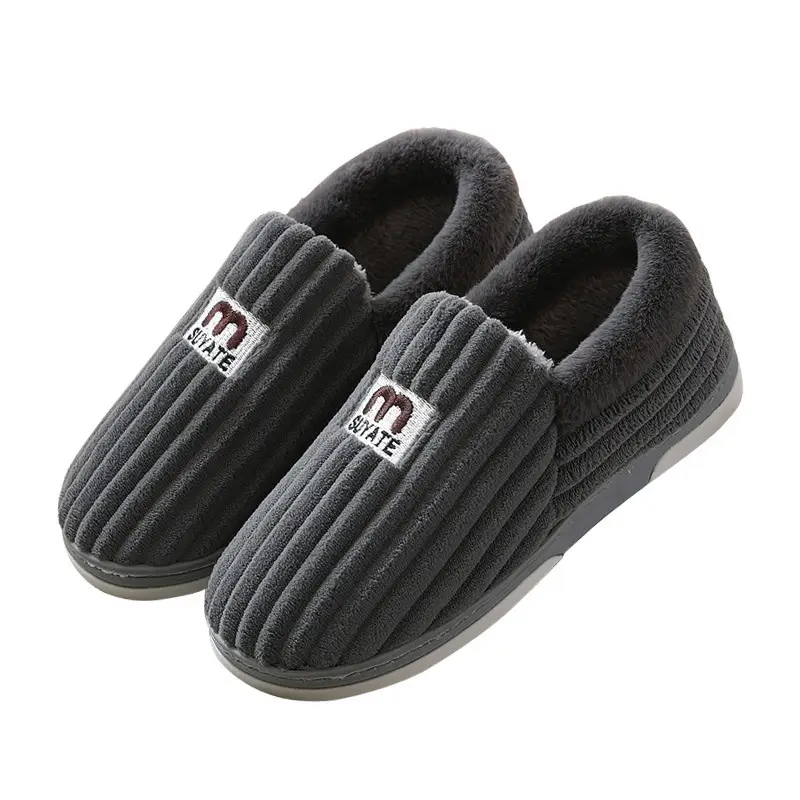 Autumn and Winter Cotton Slippers for Women New Winter Indoor Home Warm Anti-Slip Anti-Odor Furry Slippers for Men - Image 3