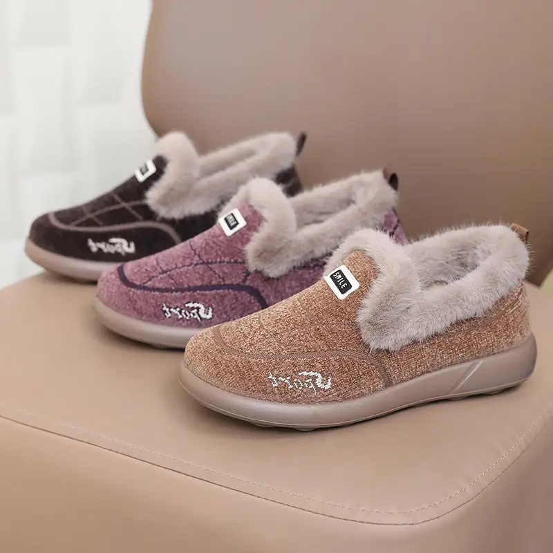 New Winter Women's Cotton Shoes, One-Piece Payment, Comfortable Shallow Mouth, Fleece-Lined, Thickened, Non-Slip, Wear-Resistant, Slip-On Soft-Soled Women's Shoes - Image 7