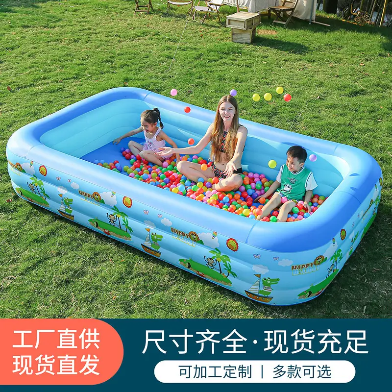 Inflatable Swimming Pool Thickened Blue and White Printed Children's Swimming Pool Adult Outdoor Foldable Bath Pool Infant Swimming Pool