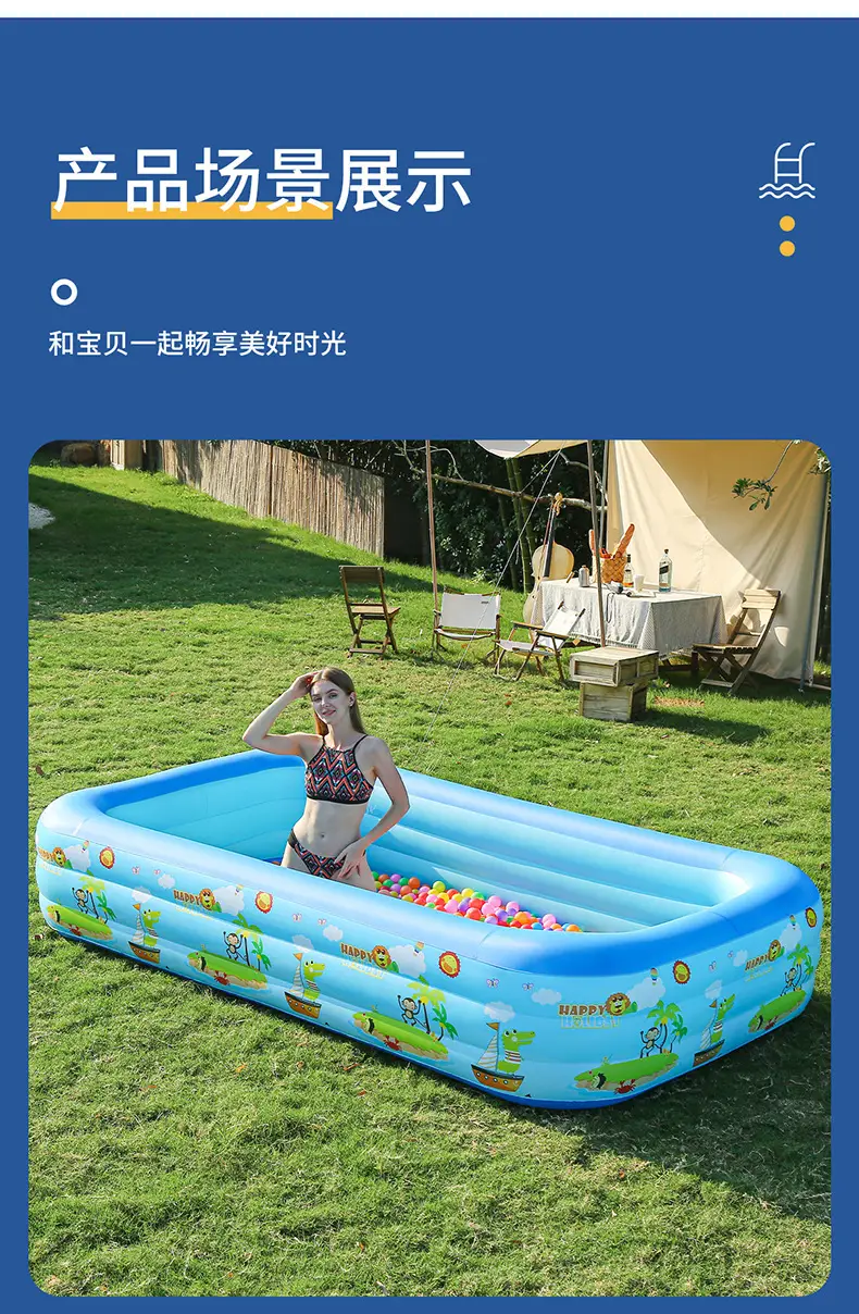 Inflatable Swimming Pool Thickened Blue and White Printed Children's Swimming Pool Adult Outdoor Foldable Bath Pool Infant Swimming Pool — feature 11