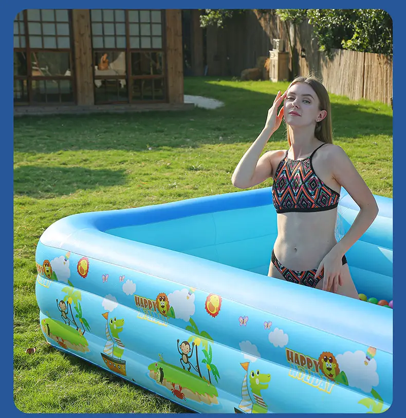 Inflatable Swimming Pool Thickened Blue and White Printed Children's Swimming Pool Adult Outdoor Foldable Bath Pool Infant Swimming Pool — feature 12