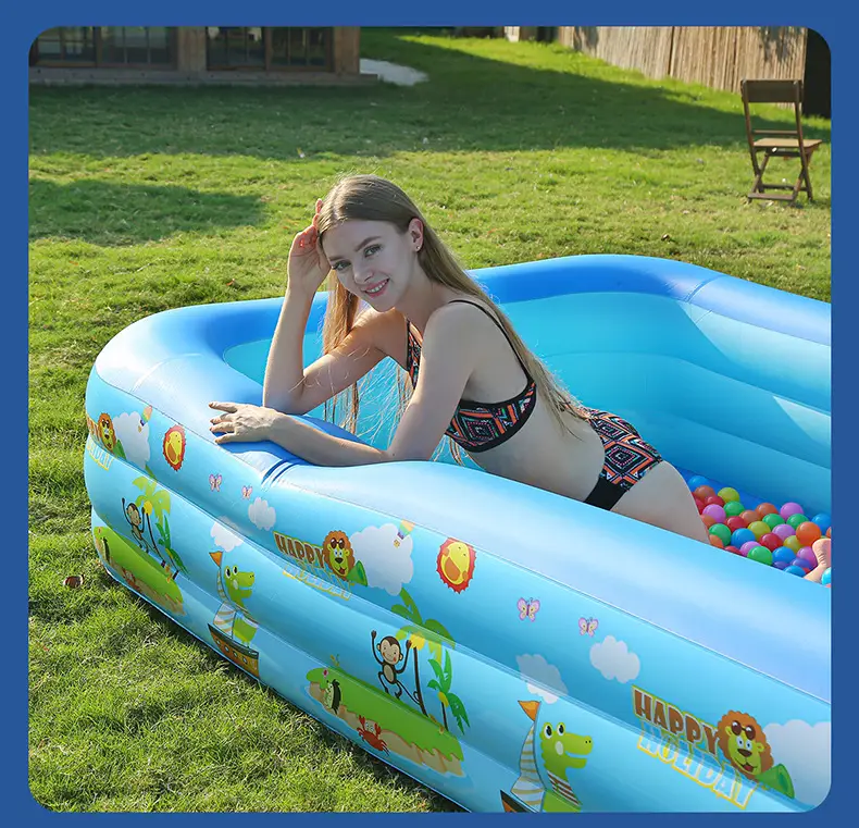Inflatable Swimming Pool Thickened Blue and White Printed Children's Swimming Pool Adult Outdoor Foldable Bath Pool Infant Swimming Pool — feature 13