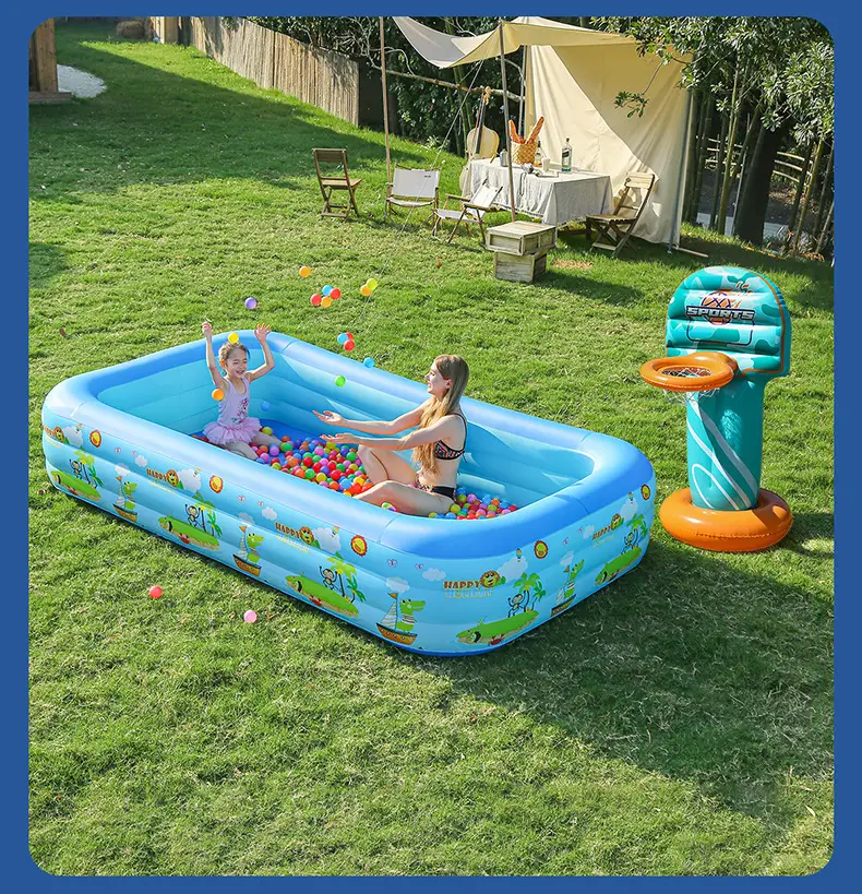 Inflatable Swimming Pool Thickened Blue and White Printed Children's Swimming Pool Adult Outdoor Foldable Bath Pool Infant Swimming Pool — feature 14