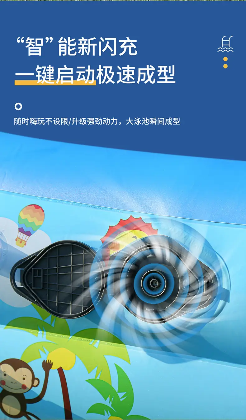 Inflatable Swimming Pool Thickened Blue and White Printed Children's Swimming Pool Adult Outdoor Foldable Bath Pool Infant Swimming Pool — feature 2