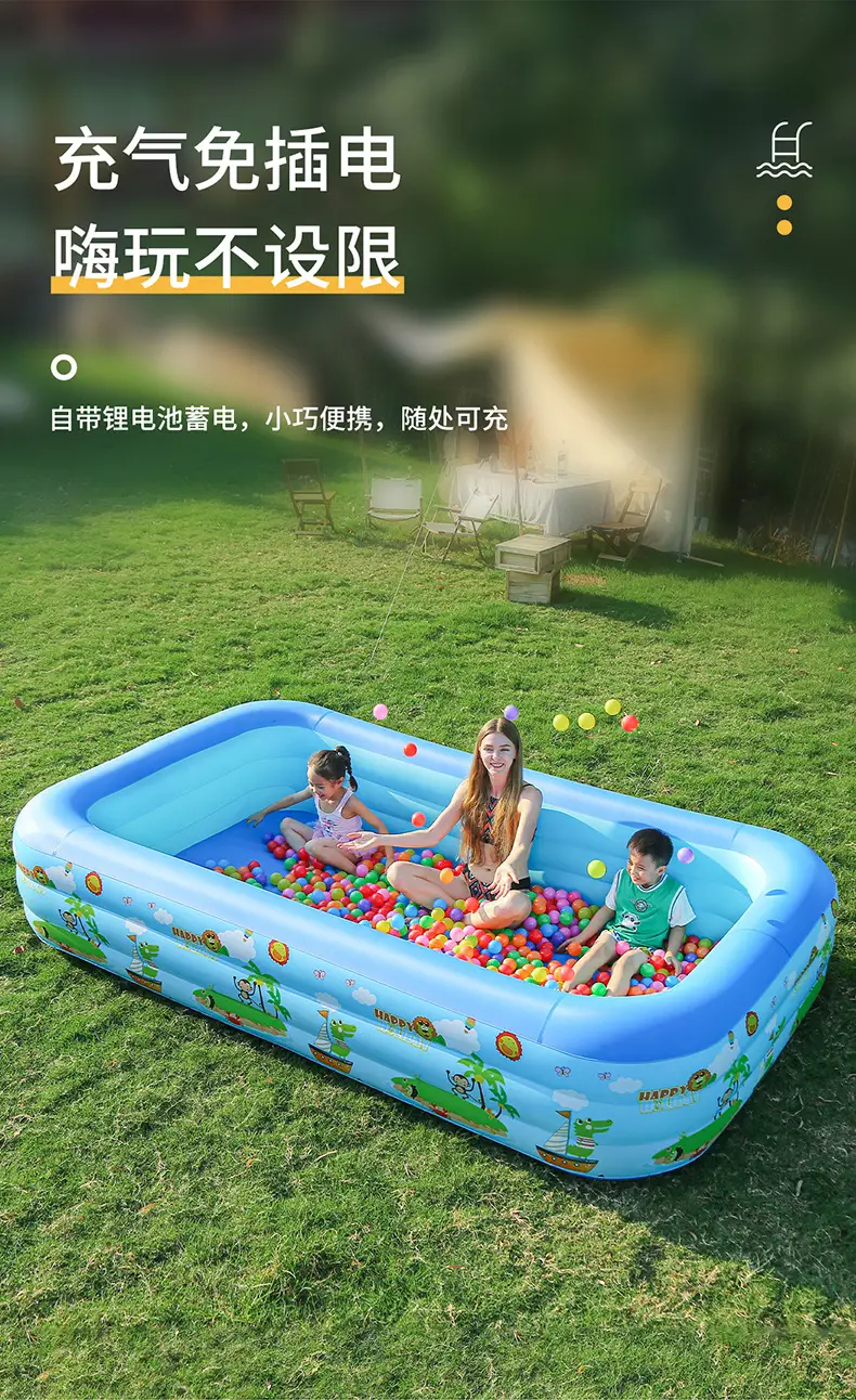 Inflatable Swimming Pool Thickened Blue and White Printed Children's Swimming Pool Adult Outdoor Foldable Bath Pool Infant Swimming Pool — feature 4