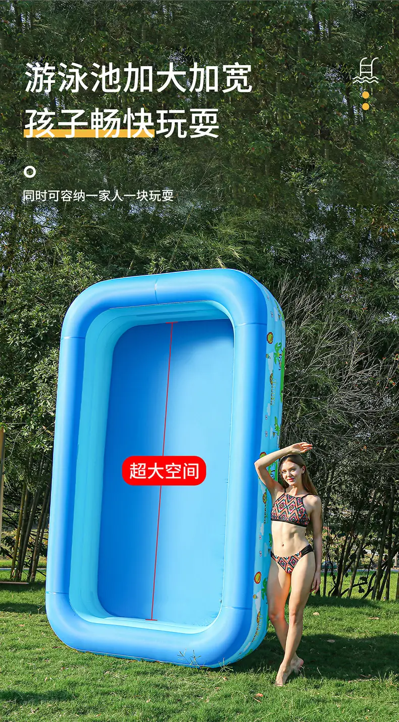 Inflatable Swimming Pool Thickened Blue and White Printed Children's Swimming Pool Adult Outdoor Foldable Bath Pool Infant Swimming Pool — feature 5