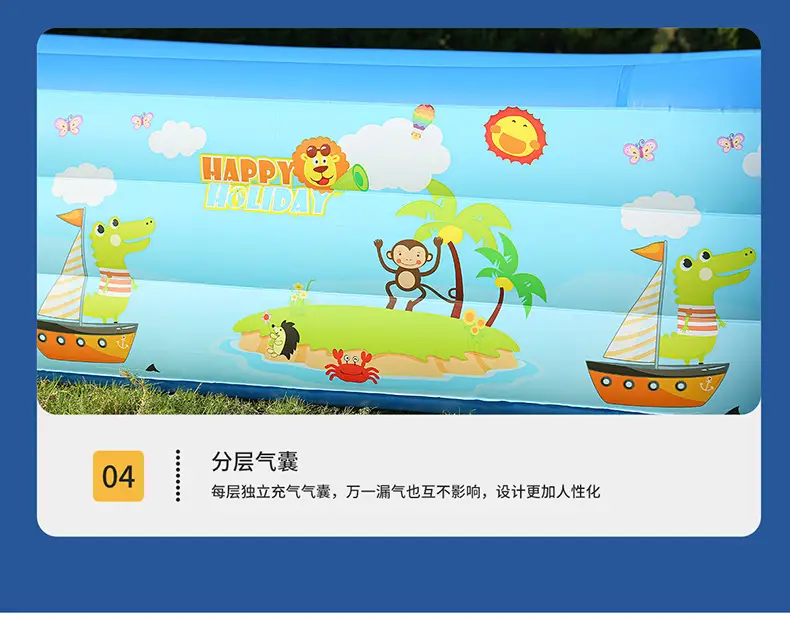 Inflatable Swimming Pool Thickened Blue and White Printed Children's Swimming Pool Adult Outdoor Foldable Bath Pool Infant Swimming Pool — feature 8