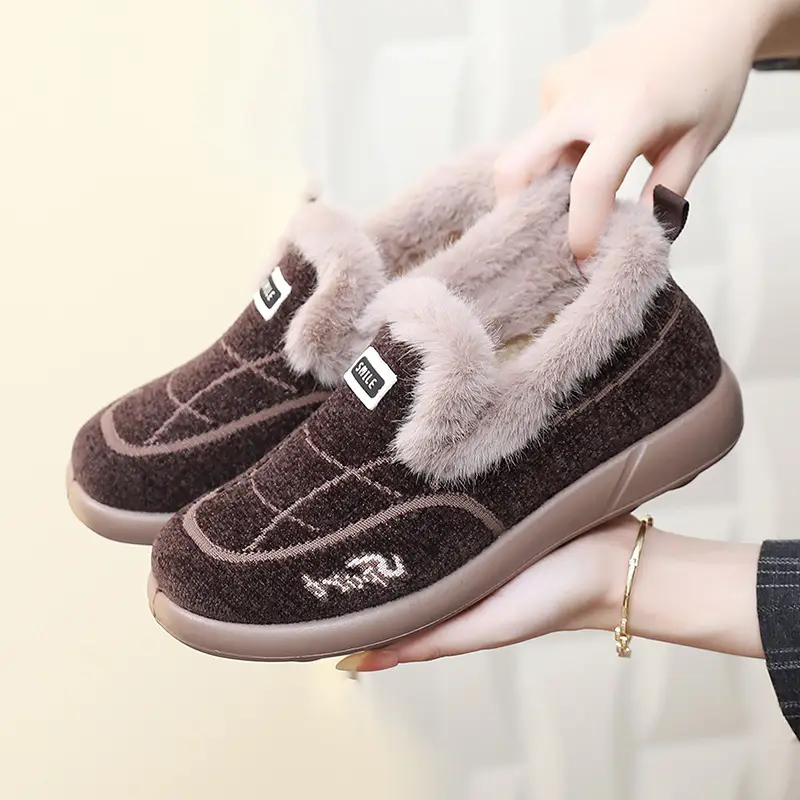 Women's Cotton Shoes, Women's Winter Velvet Thickeneded Furry Shoes, One-Legged Warm Cotton Boots, Comfortable for Middle-Aged and Elderly Mothers - Image 5