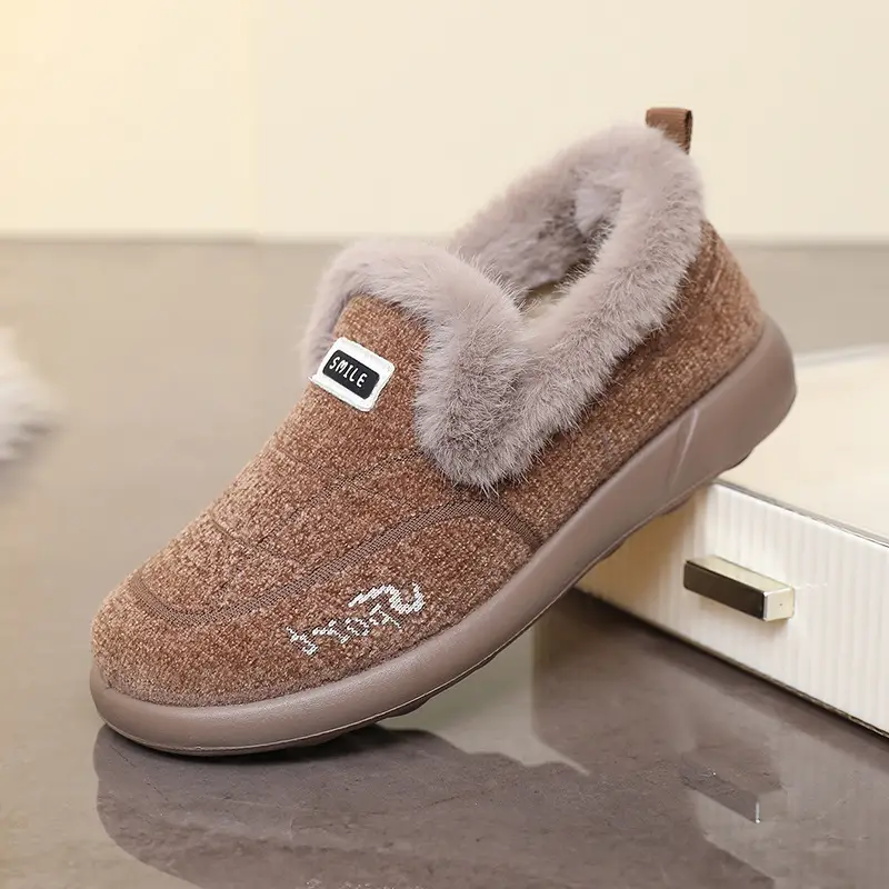 Women's Cotton Shoes, Women's Winter Velvet Thickeneded Furry Shoes, One-Legged Warm Cotton Boots, Comfortable for Middle-Aged and Elderly Mothers - Image 6
