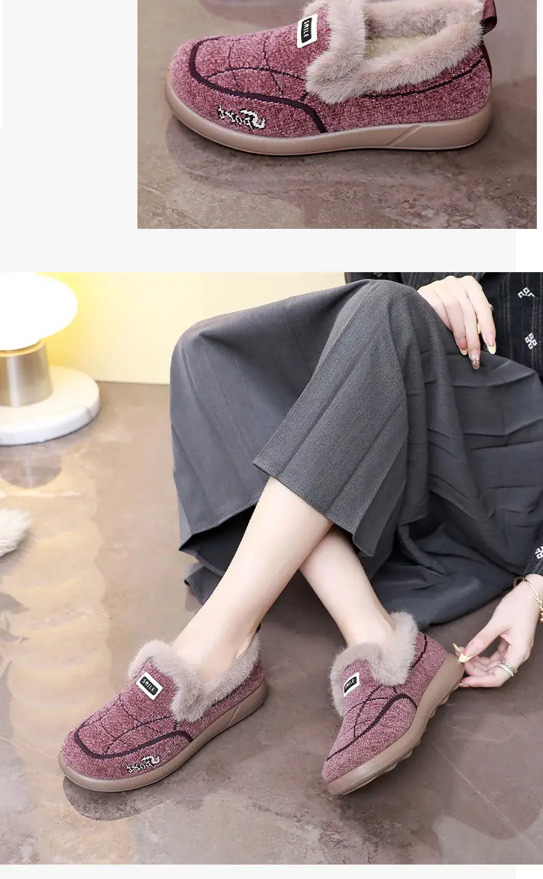 Women's Cotton Shoes, Women's Winter Velvet Thickeneded Furry Shoes, One-Legged Warm Cotton Boots, Comfortable for Middle-Aged and Elderly Mothers — feature 19