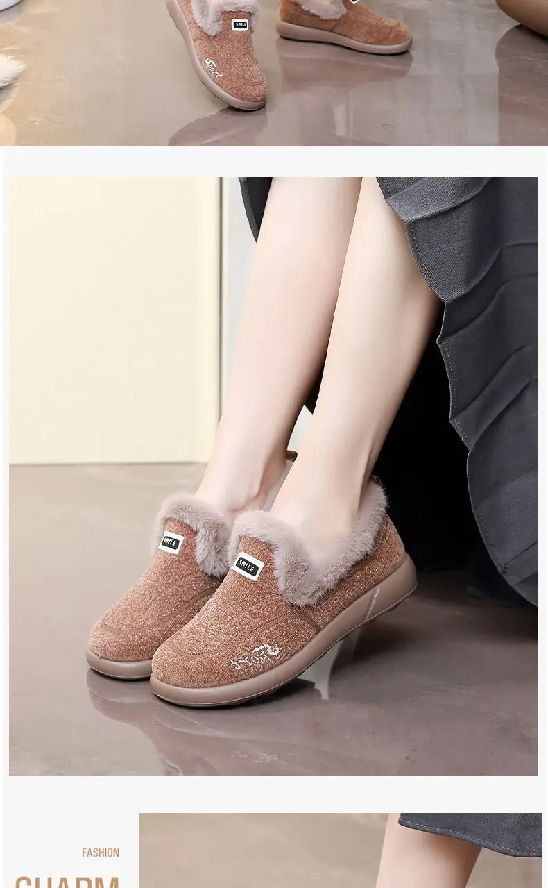 Women's Cotton Shoes, Women's Winter Velvet Thickeneded Furry Shoes, One-Legged Warm Cotton Boots, Comfortable for Middle-Aged and Elderly Mothers — feature 22
