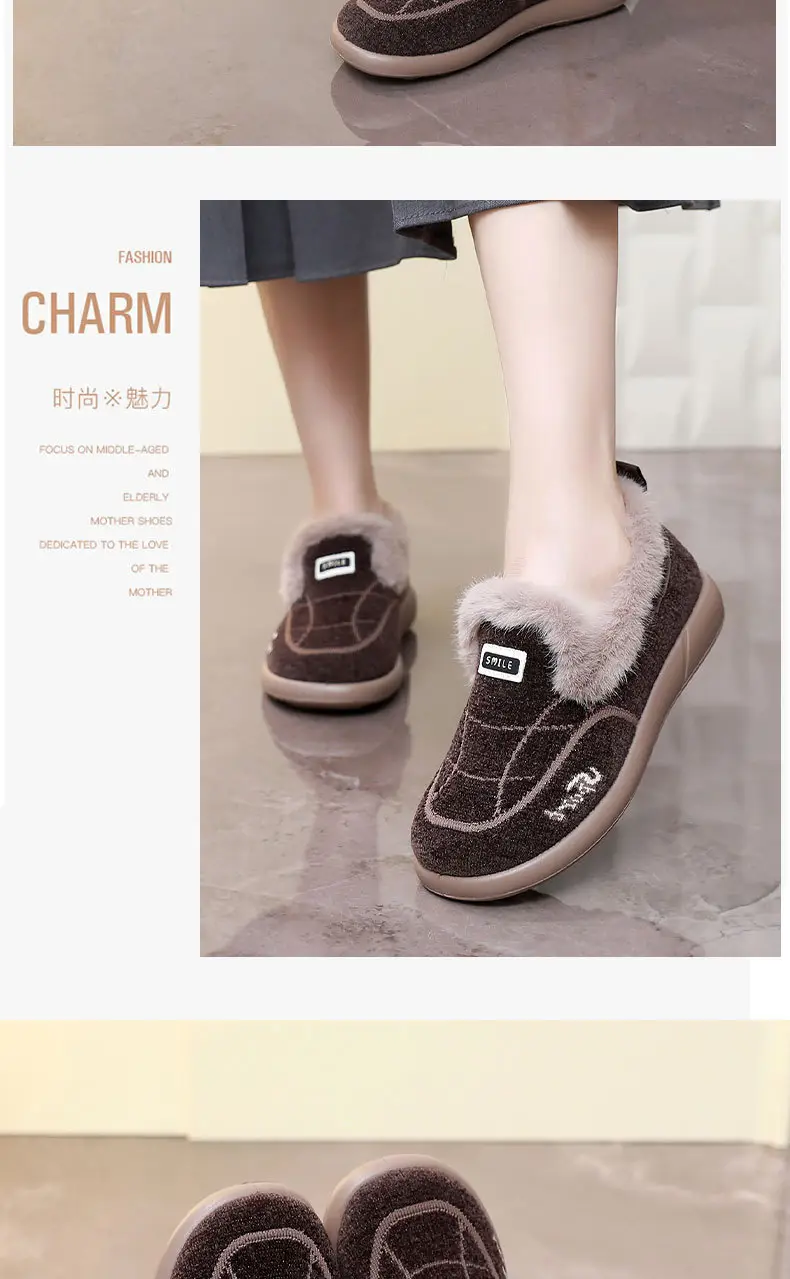 Women's Cotton Shoes, Women's Winter Velvet Thickeneded Furry Shoes, One-Legged Warm Cotton Boots, Comfortable for Middle-Aged and Elderly Mothers — feature 27