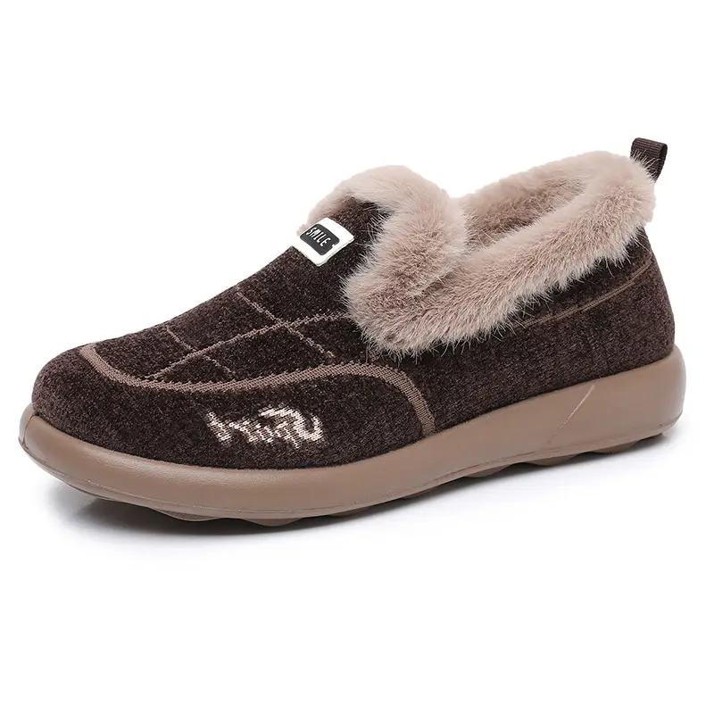 Women's Cotton Shoes, Women's Winter Velvet Thickeneded Furry Shoes, One-Legged Warm Cotton Boots, Comfortable for Middle-Aged and Elderly Mothers - Image 3