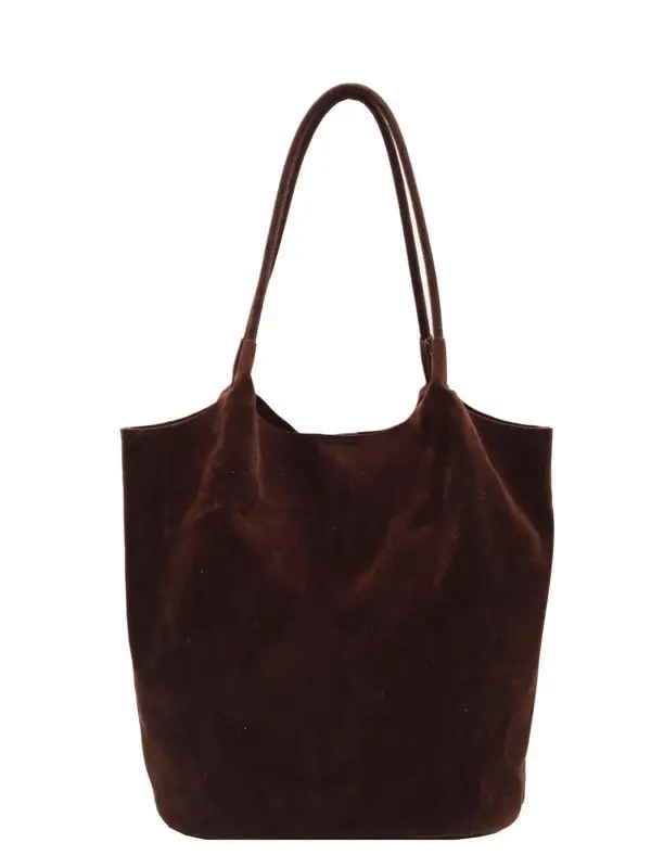 Women's Suede Shoulder Bag Large Capacity Brown - Image 9