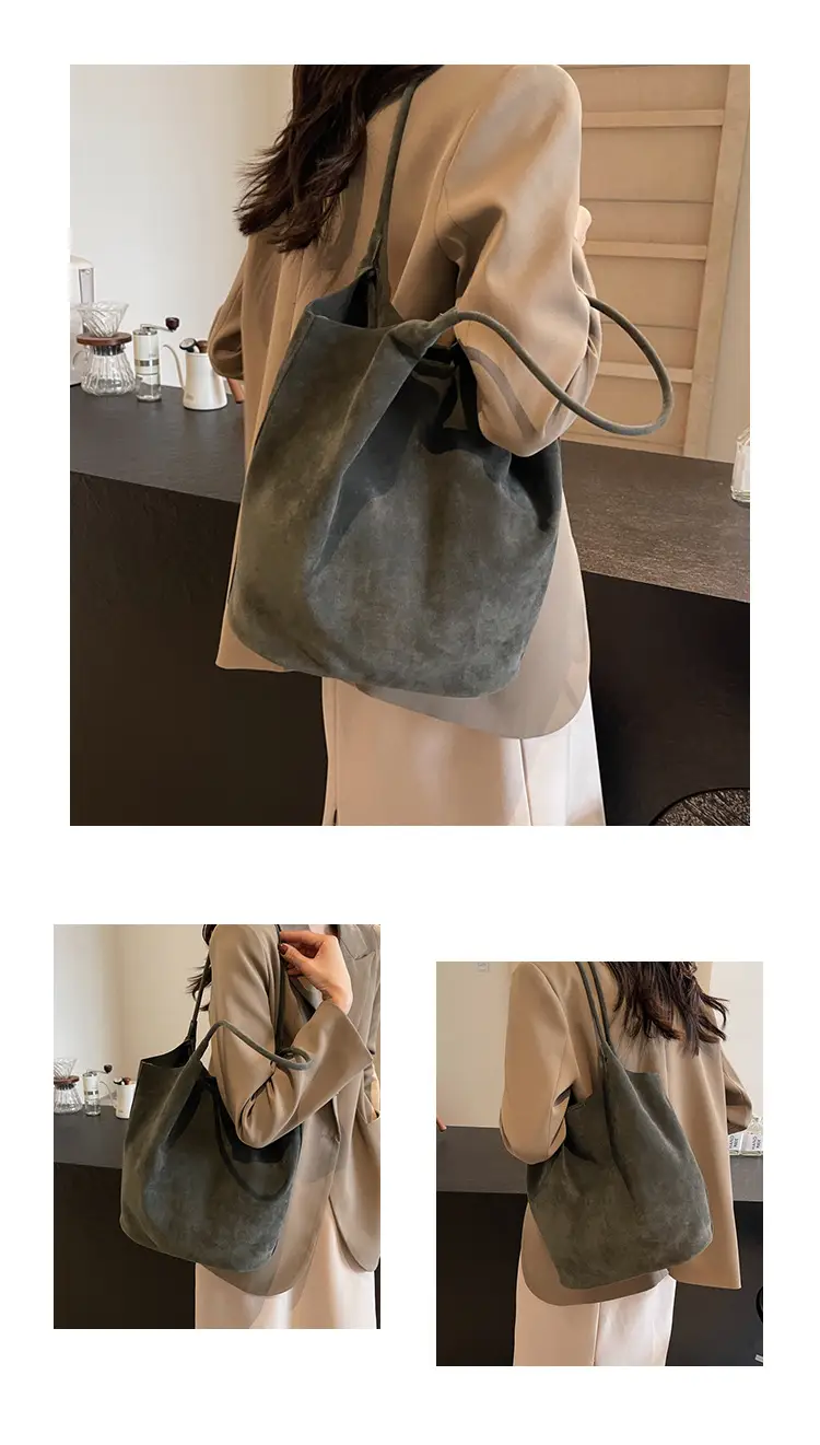Women's Suede Shoulder Bag Large Capacity Brown — feature 21