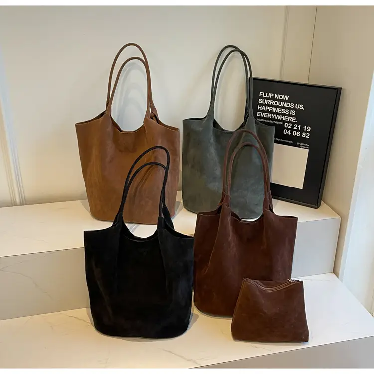 Women's Suede Shoulder Bag Large Capacity Brown — feature 23