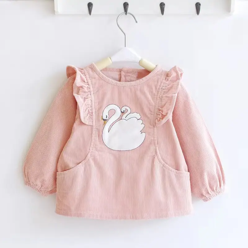 Coveralls for Baby Girls and Kidsren, Waterproof, Anti-Dirty, Thick, Reverse Dressing, Eating Bibs, Kindergarten Baby Protective Clothing, Autumn and Winter