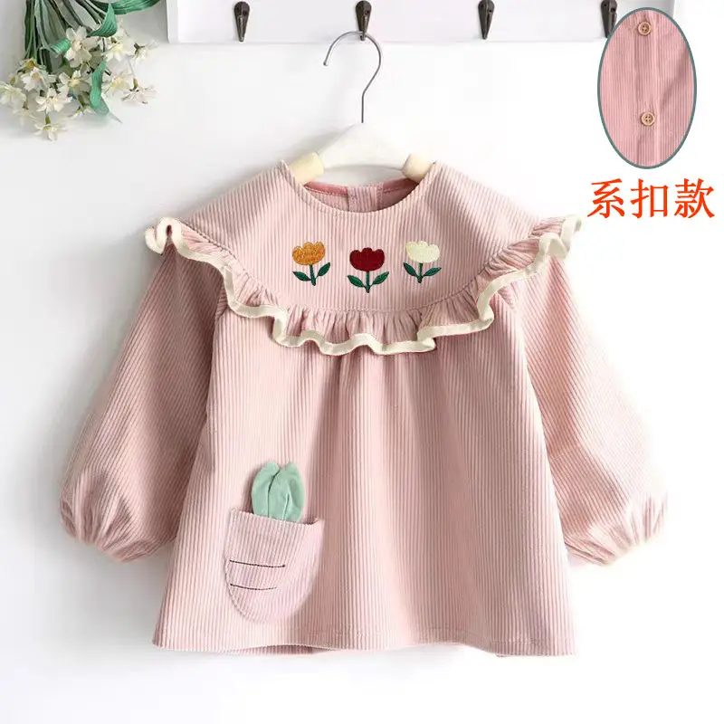 Coveralls for Baby Girls and Kidsren, Waterproof, Anti-Dirty, Thick, Reverse Dressing, Eating Bibs, Kindergarten Baby Protective Clothing, Autumn and Winter