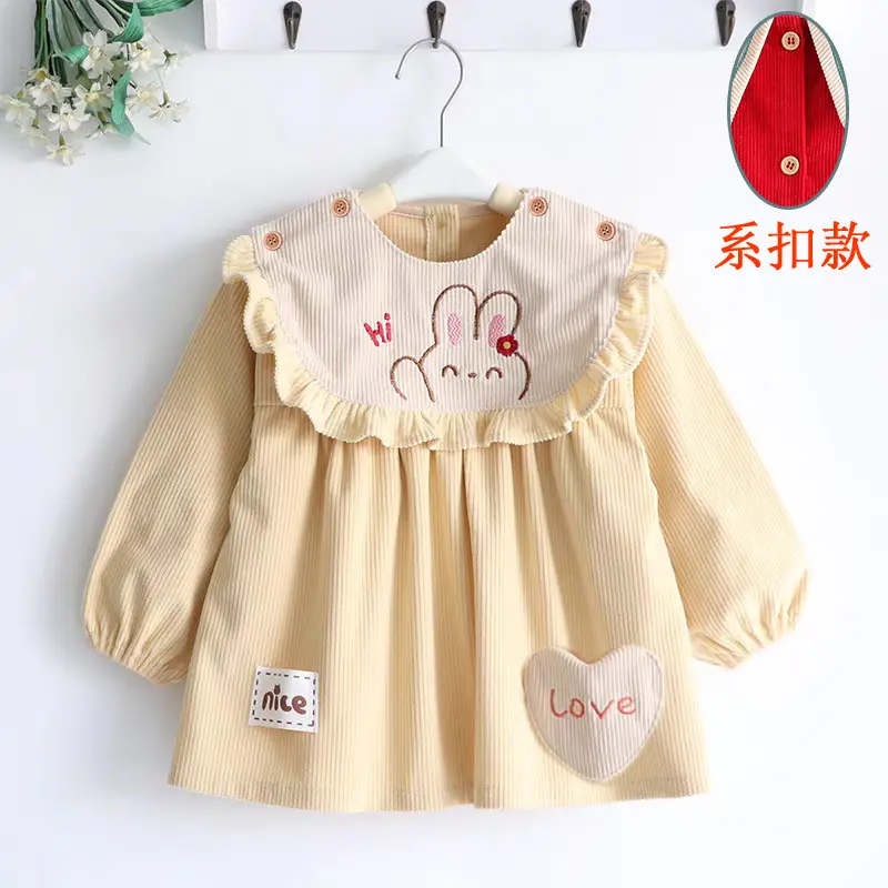 Coveralls for Baby Girls and Kidsren, Waterproof, Anti-Dirty, Thick, Reverse Dressing, Eating Bibs, Kindergarten Baby Protective Clothing, Autumn and Winter