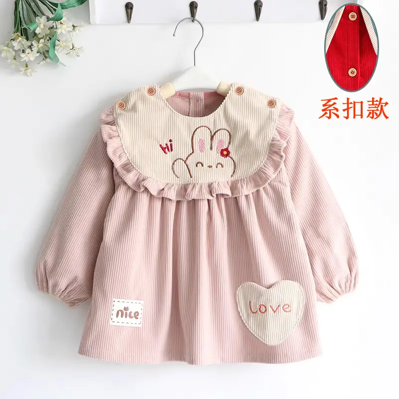 Coveralls for Baby Girls and Kidsren, Waterproof, Anti-Dirty, Thick, Reverse Dressing, Eating Bibs, Kindergarten Baby Protective Clothing, Autumn and Winter