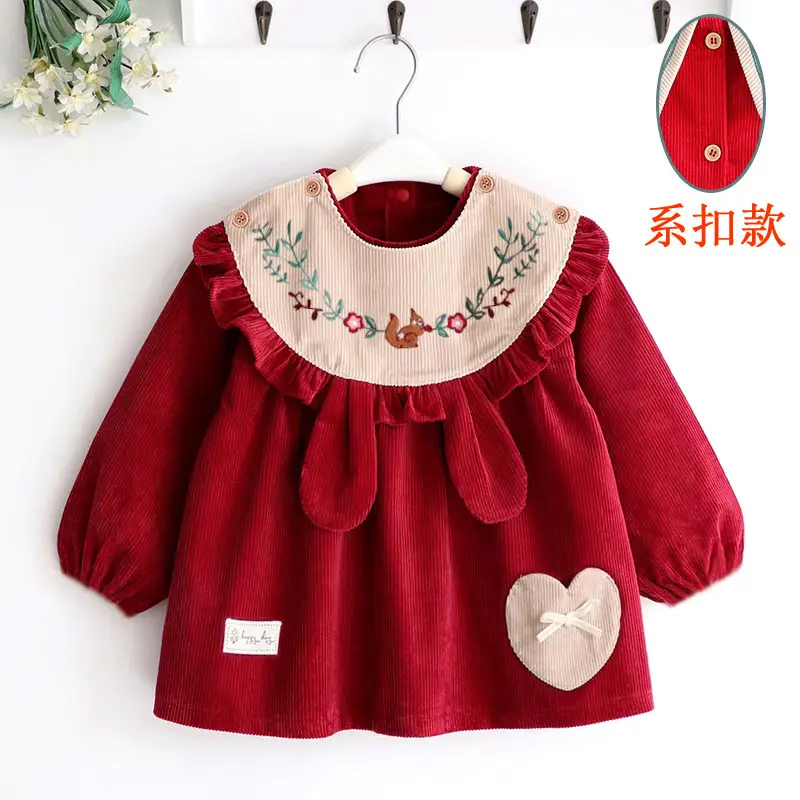 Coveralls for Baby Girls and Kidsren, Waterproof, Anti-Dirty, Thick, Reverse Dressing, Eating Bibs, Kindergarten Baby Protective Clothing, Autumn and Winter