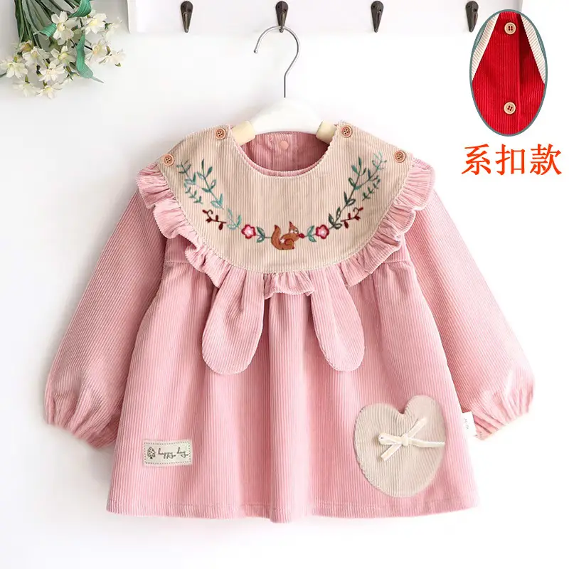 Coveralls for Baby Girls and Kidsren, Waterproof, Anti-Dirty, Thick, Reverse Dressing, Eating Bibs, Kindergarten Baby Protective Clothing, Autumn and Winter