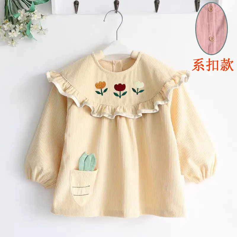 Coveralls for Baby Girls and Kidsren, Waterproof, Anti-Dirty, Thick, Reverse Dressing, Eating Bibs, Kindergarten Baby Protective Clothing, Autumn and Winter
