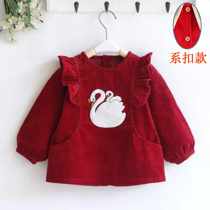 Coveralls for Baby Girls and Kidsren, Waterproof, Anti-Dirty, Thick, Reverse Dressing, Eating Bibs, Kindergarten Baby Protective Clothing, Autumn and Winter
