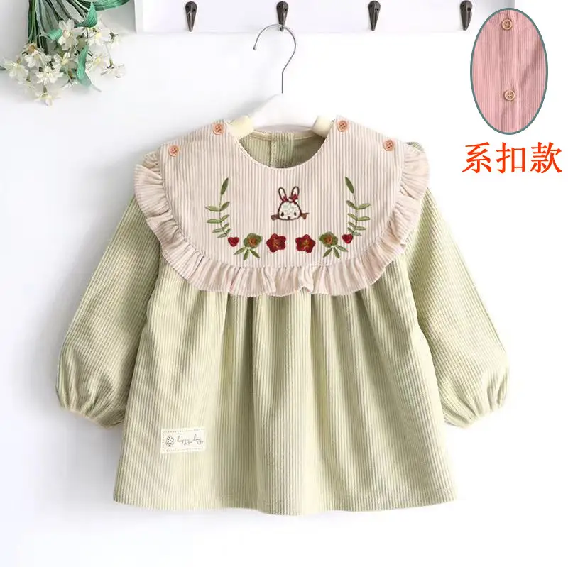Coveralls for Baby Girls and Kidsren, Waterproof, Anti-Dirty, Thick, Reverse Dressing, Eating Bibs, Kindergarten Baby Protective Clothing, Autumn and Winter