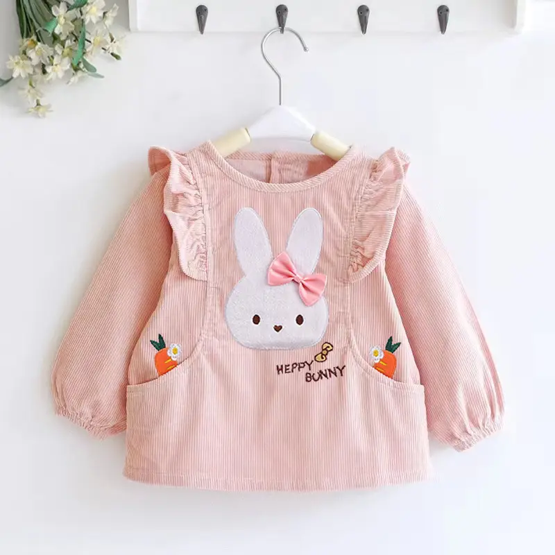 Coveralls for Baby Girls and Kidsren, Waterproof, Anti-Dirty, Thick, Reverse Dressing, Eating Bibs, Kindergarten Baby Protective Clothing, Autumn and Winter