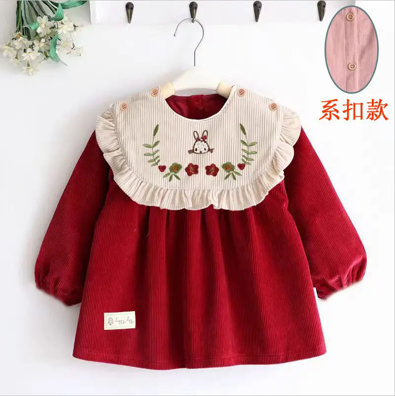 Coveralls for Baby Girls and Kidsren, Waterproof, Anti-Dirty, Thick, Reverse Dressing, Eating Bibs, Kindergarten Baby Protective Clothing, Autumn and Winter
