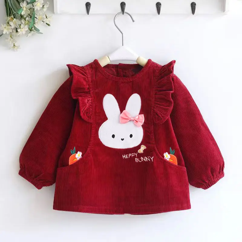 Coveralls for Baby Girls and Kidsren, Waterproof, Anti-Dirty, Thick, Reverse Dressing, Eating Bibs, Kindergarten Baby Protective Clothing, Autumn and Winter