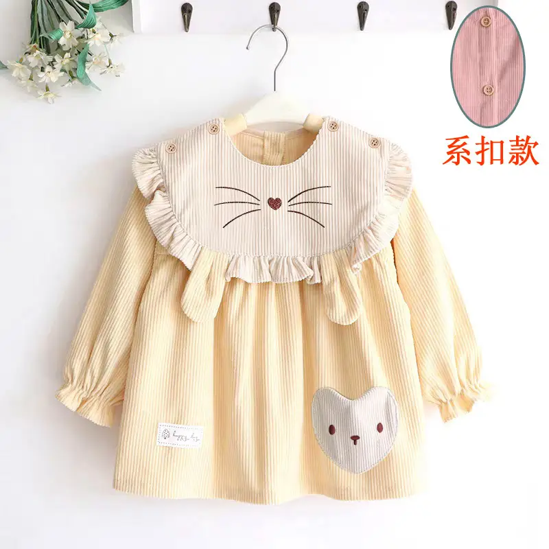 Coveralls for Baby Girls and Kidsren, Waterproof, Anti-Dirty, Thick, Reverse Dressing, Eating Bibs, Kindergarten Baby Protective Clothing, Autumn and Winter